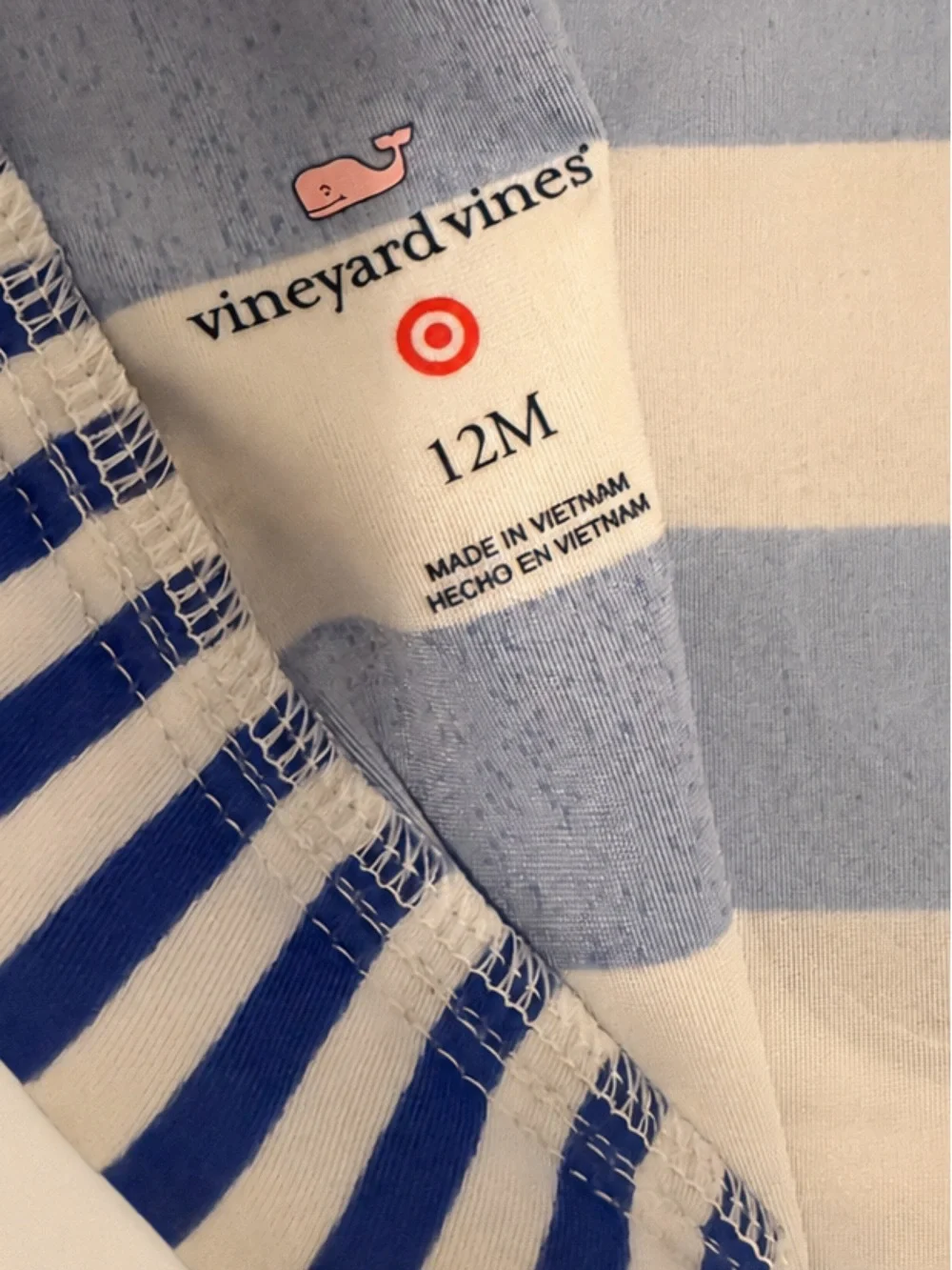 NWT Vineyard Vines x Target Blue & White Striped One-Piece Rash Guard – Size 12M